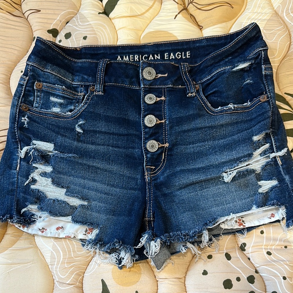 American Eagle Outfitters High-Rise Shortie Distressed Jean Shorts